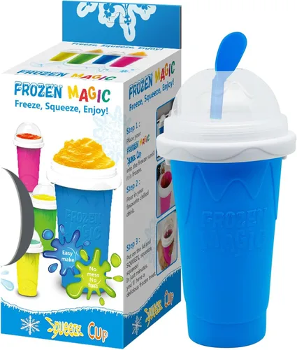 Miniatura 5 de Slushy Cup & Slushy Maker - Vaso portátil para licuados de frutas, leche y helado, doble capa de sílice con tapa y popote para niños, amigos y Rosa