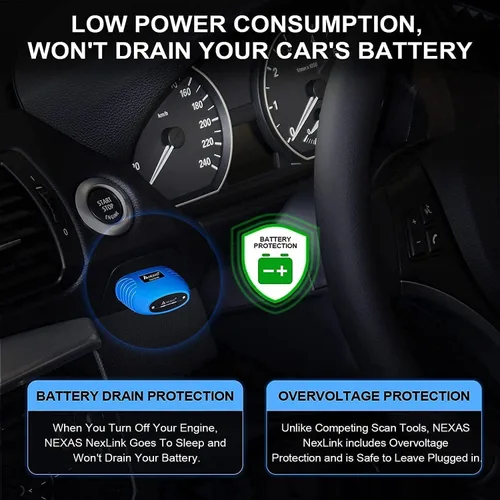 Miniatura 4 de NEXAS NexLink - Escáner OBD2 Bluetooth 5.0, inalámbrico compatible con aplicaciones de terceros, lector de código universal para automóviles