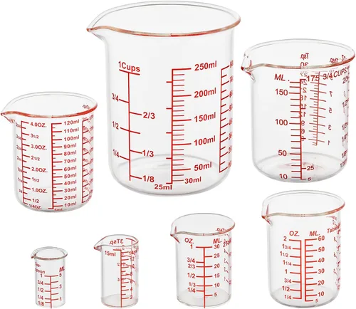 Miniatura 16 de Ackers - Taza medidora de vidrio de 1 taza, taza medidora de líquido de borosilicato de 8 onzas con boquilla