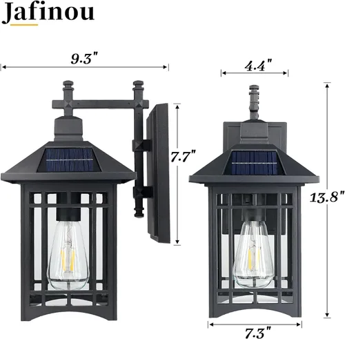 Miniatura 6 de Lámpara solar de pared para exteriores, accesorios de iluminación exterior, moderna lámpara exterior negra con pantalla de vidrio transparente