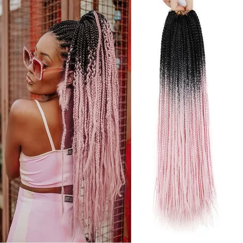 Miniatura 19 de 6 paquetes de trenzas de ganchillo de caja, cabello sintético pre-anillado, trenzas de ganchillo de caja, trenzas de ganchillo de 22 pulgadas