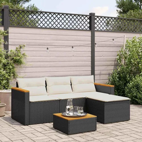 Juego de sofá de jardín de 3 piezas, muebles de patio al aire libre, diseño moderno con ratán sintético de polietileno y madera de acacia para