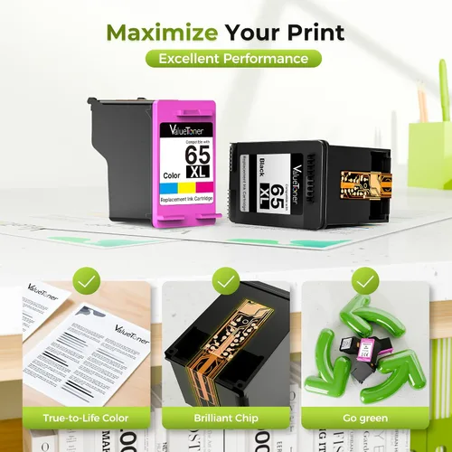 Miniatura 5 de Valuetoner - Cartuchos de tinta remanufacturados de repuesto para HP Ink 65 XL 65XL para cartuchos de tinta HP Deskjet 3755 Envy 5055 5052 5058