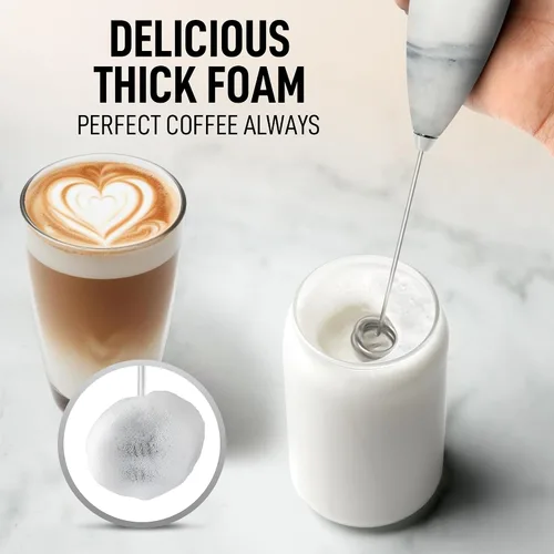 Miniatura 507 de Zulay Milk Boss Espumador de leche potente manual, hace espuma para latte, batidor para mezclar bebidas, café, miniespumador para capuchino, frappé