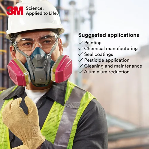 Miniatura 11 de 3M Cartucho/filtro respirador P100 60923, 1 par, aprobado por NIOSH, ayuda a proteger contra vapores orgánicos, gases ácidos y partículas, magenta