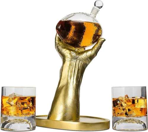 Miniatura 2 de Regalos de fútbol para hombres, papá, decantador de whisky con mano realista de mariscal de campo + 2 vasos, juego y gafas, ideas de regalo
