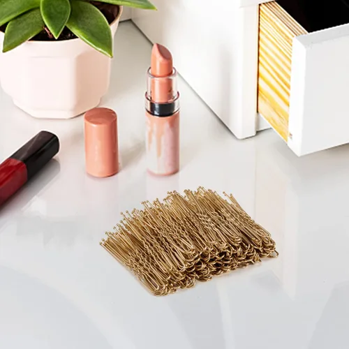 Miniatura 5 de Alfileres en forma de U en estuche, 200 pinzas doradas para el cabello a granel para mujeres, 2.4 pulgadas, grandes y fuertes sujetadores