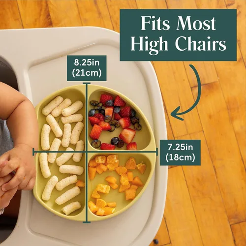 Miniatura 7 de Simka Rose Platos de succión para bebés y niños pequeños, platos de silicona, sin BPA, diseño dividido, apto para microondas y lavavajillas, Sombra