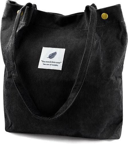 Miniatura 79 de Ayieyill - Bolsa de pana para mujer y niña, con correa de lona para colgar al hombro, bolsa con bolsillo