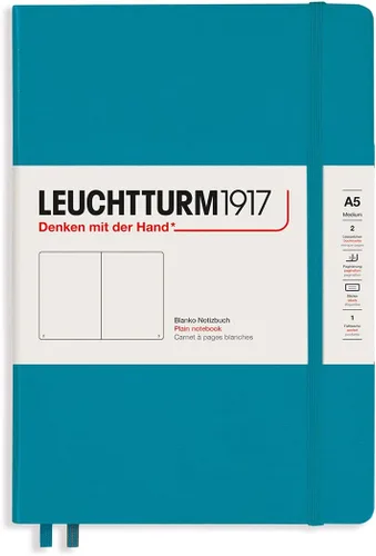 Miniatura 2 de LEUCHTTURM1917 - Cuaderno de tapa dura mediano A5 con 251 páginas numeradas para escritura y diario (verde menta, con puntos)