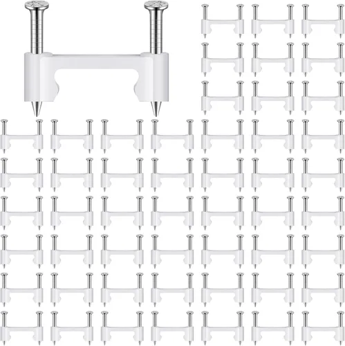 Barydat 500 clips para cables, 2 clavos de acero, grapas de alambre eléctrico de polietileno, grapas de alambre eléctrico para asegurar cables NM no