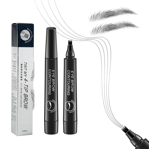 Miniatura 11 de Lápiz de contorno de cejas, lápiz de cejas de microblading impermeable con aplicador de punta de micro tenedor de 4 puntas, lápices líquidos
