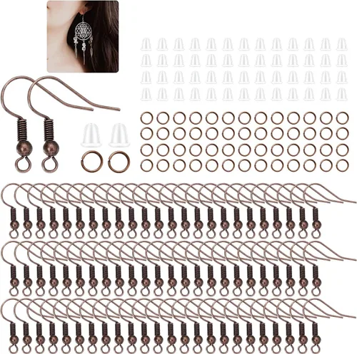 Miniatura 9 de 600 ganchos hipoalergénicos para aretes, kit de fabricación de aretes dorados, con parte trasera de aretes y anillos para hacer joyas (dorado)