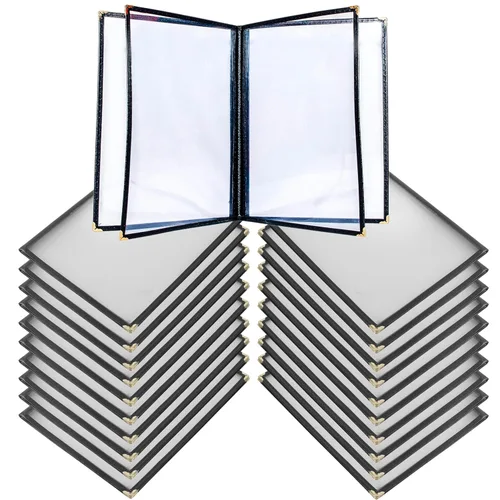 Miniatura 12 de Cubiertas de Menú para Restaurante 8.5 x 11 Pulgadas, Soportes de Menú de Plástico Transparente y Resistente al Agua de 4 Páginas y 8 Vistas para 2
