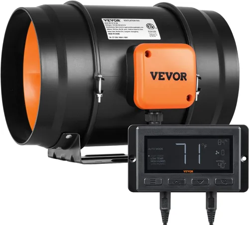 Miniatura 10 de VEVOR Ventilador de conducto en línea, 4 pulgadas 205 CFM con controlador de humedad y temperatura, ventilador silencioso de ventilación con motor