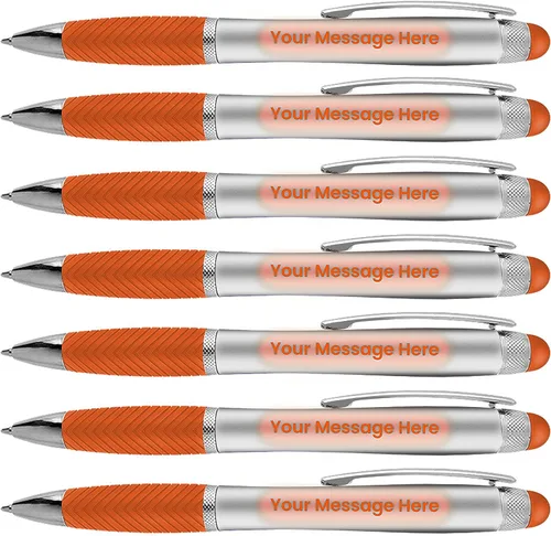 Miniatura 10 de Bolígrafos personalizados, paquete de 80 grabados láser sin granel, bolígrafo de 3 pulgadas, lápiz óptico y área personalizada con luz, nombre