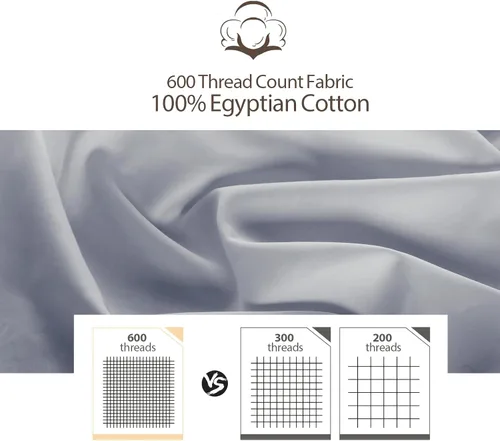 Miniatura 4 de Paquete de 2 sábanas bajeras de algodón puro tamaño individual XL para cama ajustable tamaño King dividido, 600 hilos, bolsillo profundo de 16 Gris