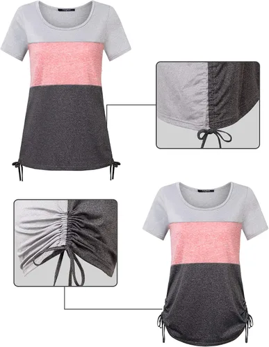 Miniatura 2 de VALOLIA Camisetas para mujer cuello redondo estilo casual color block