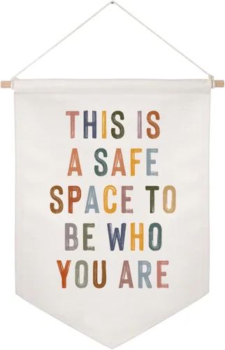 Cartel colgante de pared This Is A Safe Space, decoración de pared de oficina de terapia, consejero escolar, psicólogo colgante de pared, bandera de
