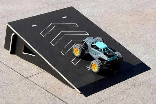 Miniatura 9 de Rampa de monopatín y bicicleta para niños - BMX, patinete, coche teledirigido y moto de tierra - Accesorios para monopatín con saltos Negro