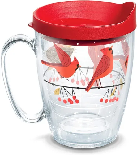 Tervis - Vaso con aislamiento térmico de doble pared, con diseño navideño de cardenales, vaso de viaje que mantiene las bebidas frías y calientes,