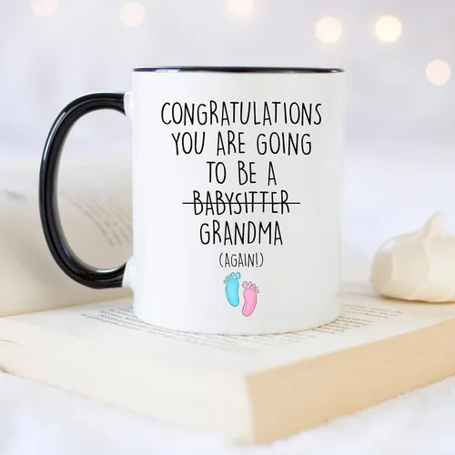 Miniatura 4 de YouNique Designs Taza de café Grandma Again, 11 onzas, taza de anuncio, You're Going to Be A Grandma Again, anuncio de embarazo para abuelos