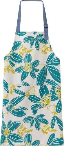 Miniatura 13 de Delantal de cocina, delantal de cocina, hermoso delantal para el hogar con bolsillo grande para adultos Flor azul
