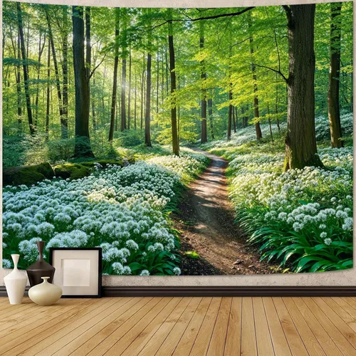 Miniatura 31 de Zussun Tapiz de Bosque Natural de Montaña Tapiz Verde de Pino Luz Solar Selva para Dormitorio Estético Planta Paisaje de Montaña Tapices Pequeños