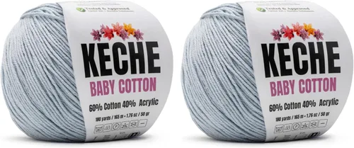 Miniatura 81 de Keche Hilo de algodón, 60% algodón, 40% hilo acrílico, hilo de algodón suave para crochet y tejer, hilo amigurumi, 1 madeja/bola, 1.76 onzas (50g)