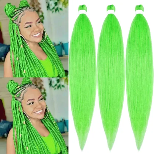 Miniatura 61 de pelo trenzado preestirado marrón, pelo trenzado Kanekalo, pelo trenzado preestirado de 26 pulgadas, 6 paquetes plegados, textura Yaki, extensiones