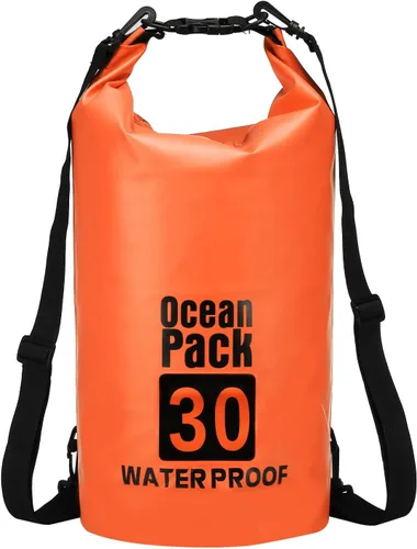 Miniatura 16 de Bolsa seca impermeable, 5 L, ajuste para mujeres y hombres, bolsas a prueba de agua, mochila flotante ligera de almacenamiento en seco con silbato