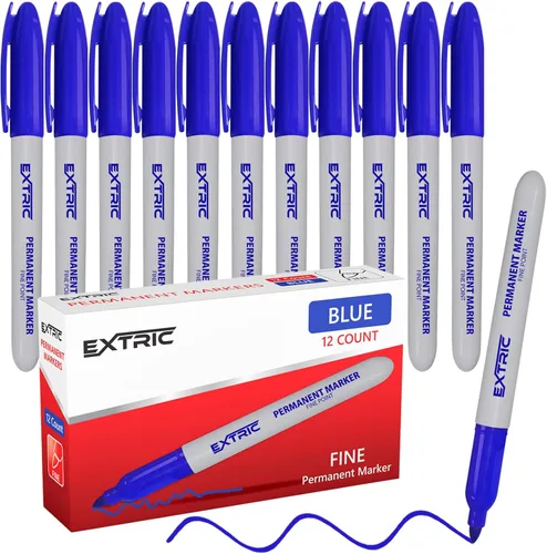 Miniatura 8 de EXTRIC Marcadores permanentes negros, 12 marcadores de punta fina, secado rápido, funciona en madera, papel, plástico, metal y vidrio, para uso