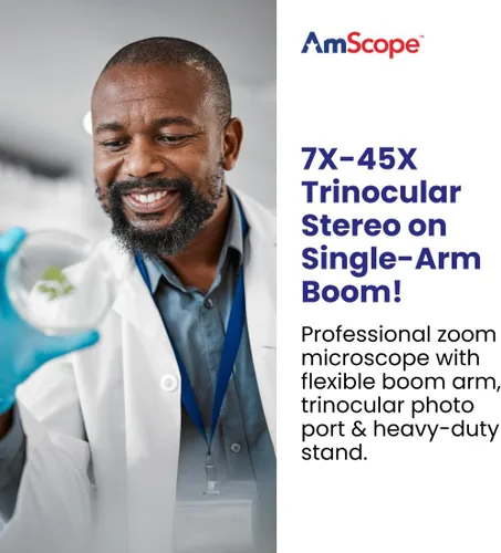 Miniatura 2 de AmScope SM-3T microscopio estéreo trinocular profesional con zoom estereoscópico SM-3T con control simultáneo de enfoque, oculares WH10x, aumento