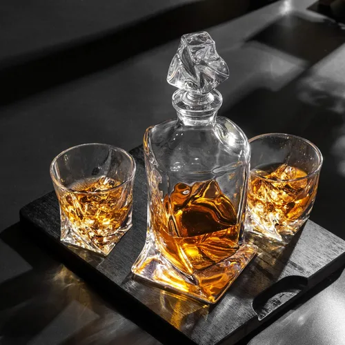 Miniatura 8 de KANARS Juego de decantador de whisky, decantador de licor de cristal de alta calidad con 6 vasos antiguos para cóctel, whisky escocés, whisky