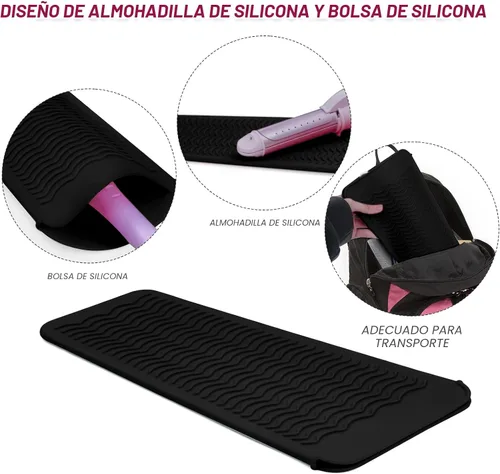 Miniatura 2 de 1 Paquete de Funda de Silicona Resistente al Calor para Alisador de Cabello, Rizador, Plancha Plana y Herramientas Calientes para el Cabello Negro