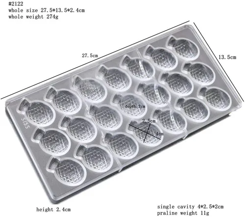 Miniatura 2 de LoBake 21 cavidades forma de piña PC policarbonato molde de plástico para chocolate accesorios de cocina DIY hornear suministros