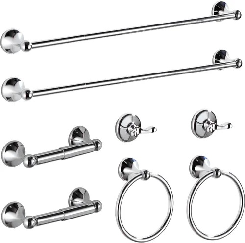 Miniatura 9 de BGL Juego de accesorios de baño, barra de toalla extensible ajustable negro mate, juego de 4 piezas de accesorios de baño, juego de accesorios