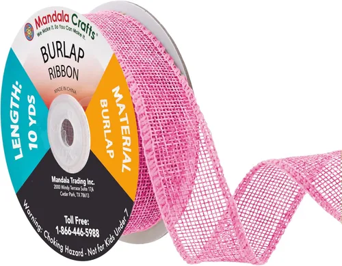Miniatura 113 de Mandala Crafts Cinta de arpillera verde con alambre para corona, cinta de arpillera con alambre verde rústico de yute natural, 1 pulgada de ancho