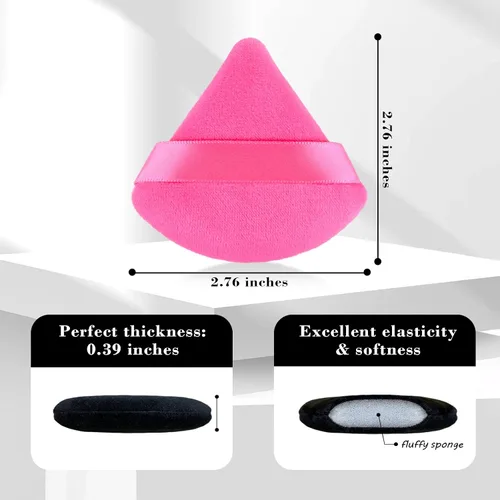 Miniatura 2 de 8 piezas Esponja para polvo de cara triangular suave de terciopelo en polvo para polvo suelto, esponja para maquillaje corporal, esponja para Negro