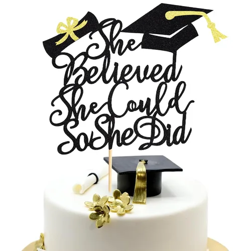 Miniatura 32 de Arthsdite 1 Pieza Decoración para Pastel de Graduación con Purpurina Dorada "So Proud of You" - 2025 Graduado Felicitaciones Senior Decoración