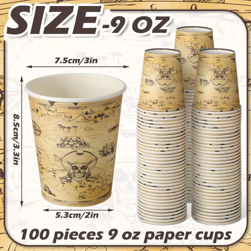Miniatura 2 de Funtery 100 vasos de papel para beber, 9 onzas, suministros de fiesta, desechables, para decoración temática occidental, fiesta de cumpleaños
