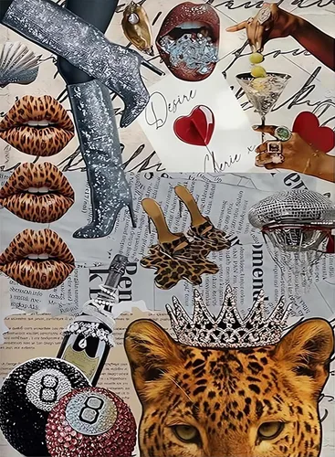Miniatura 42 de Kits de arte de diamante para adultos principiantes, modernos kits de pintura de diamante con lunares de leopardo 5D, gemas y manualidades DIY