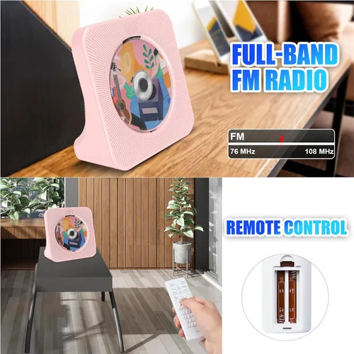 Miniatura 26 de Gueray Reproductor de CD portátil, reproductor de CD Kpop Bluetooth para escritorio con altavoz de sonido de alta fidelidad, radio FM, reproductor