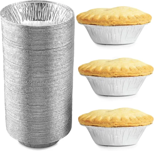 (Paquete de 120) Moldes de aluminio para tartas de 5 pulgadas, Mini moldes para tartas desechables, Moldes de aluminio para tartas de 5 pulgadas con