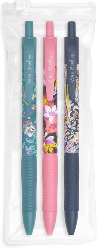 Miniatura 2 de Vera Bradley Juego de 3 bolígrafos de tinta negra, bolígrafos retráctiles coloridos, bolígrafos de plástico con bolsa con cremallera, otoño 21