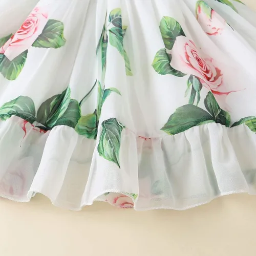 Miniatura 6 de Toddler Baby Girls Summer Dress Chiffon Princess Tutu Dress Floral Beachwear Suspender Sundress Skirt Little Girl Clothes