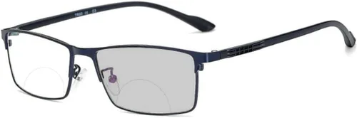laureles Gafas de lectura bifocales cuadradas de moda para hombre, lentes fotocromáticas para negocios, marco de metal, transición, presbicia