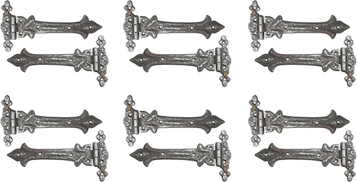 Miniatura 35 de Adonai Hardware Adonijah Bisagra falsa de aluminio para montaje frontal (6.5" x 12 Pack, Negro mate) para puertas de granero, puertas, armarios