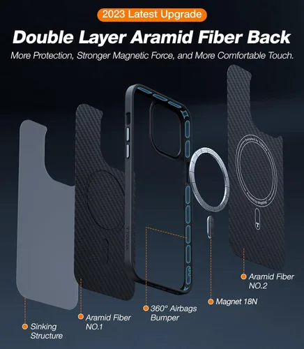 Miniatura 2 de TORRAS Funda Magnética Mejorada Más Fuerte para iPhone 14 Pro, 12 pies de grado militar probada contra caídas, compatible con MagSafe, resistente a