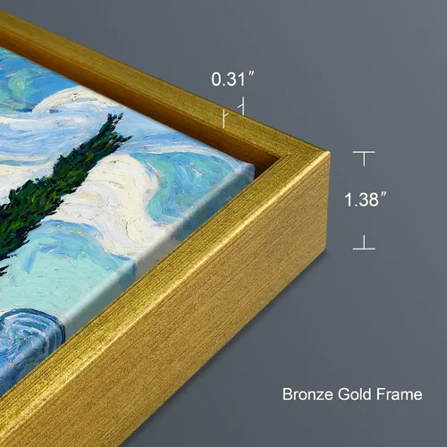 Miniatura 7 de Wieco Art - Arte enmarcado para pared de Campo de trigo con cipreses de Vincent Van Gogh, reproducción de pinturas en lienzo abstracto, impresiones
